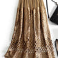 Crochet Lace Tulle Midi Long Skirt for Women Vintage Elegant Hollow Out A Line High Waist