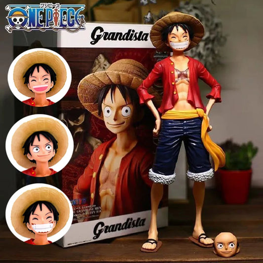 28cm Anime Figure Confident Smiley Luffy Three Form Face Changing Doll Action Figurine Model Toys  Kits