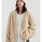 Women's Jacket Loose Casual Solid Overcoat New Female Plush Coat V-neck Outerwear Autumn Winter