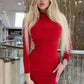 Turtleneck Long Sleeve Skinny Mini Dress Sexy Skirt Dresses Women Elegant Chest Slim Pleated Dress