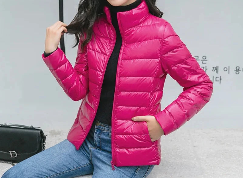 Women Spring Jacket Fashion Short Ultra Lightweight Packable Puffer Coats 15 Colors Female Down Warm Korean Slim Fit Parkas 5XL