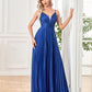 Elegant A-line Evening Dress Floor Lenght Backless Formal Deep V-neck Women Caicktail Wedding Party Prom Dresses