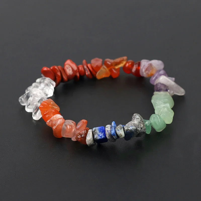 Natural Crystal Gemstone Irregular Energy Stone Bracelet Beads Chips Jewelry Amethys Aquamarine Rose Quartz Bracelets