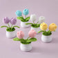 1pc Handmade Woven Flower Potted Artificial Knitted Crochet Tulip Plant Ornaments DIY Home Desktop