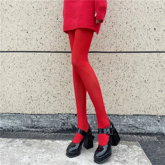 Red Pantyhose Female Year Red Socks Sexy Anti-hook Silk Velvet Pantyhose Wedding Bride's Leggings For Women