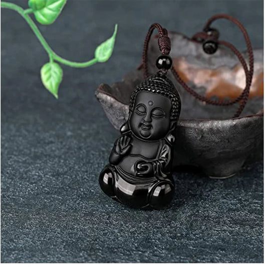 Obsidian Necklace Natural Stone Wolf Buddha Sculpture Tree of Life Animal Owl Necklaces Pendant Meditation Jewelry