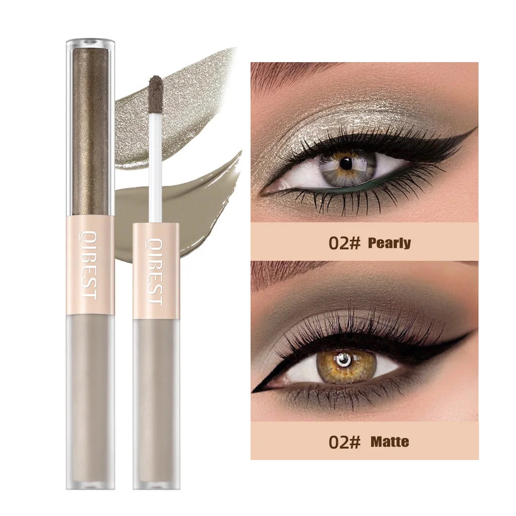 2 In 1 Stick Pearly Matte Eyeshadow Cream Smooth Nude Eye Makeup Liquid Contour Shadow Stick Waterproof Shimmer High Light Pen