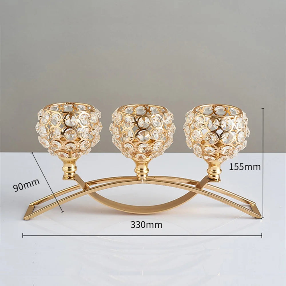 Metal Candle Holders Candlestick Crystal Coffee Dining Table Centerpieces Stand