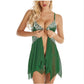 Erotic Clothes Sexy Women Sleepwear Hot Erotic Lingerie Front Closure Babydoll Lace Mesh Sleepwear Set