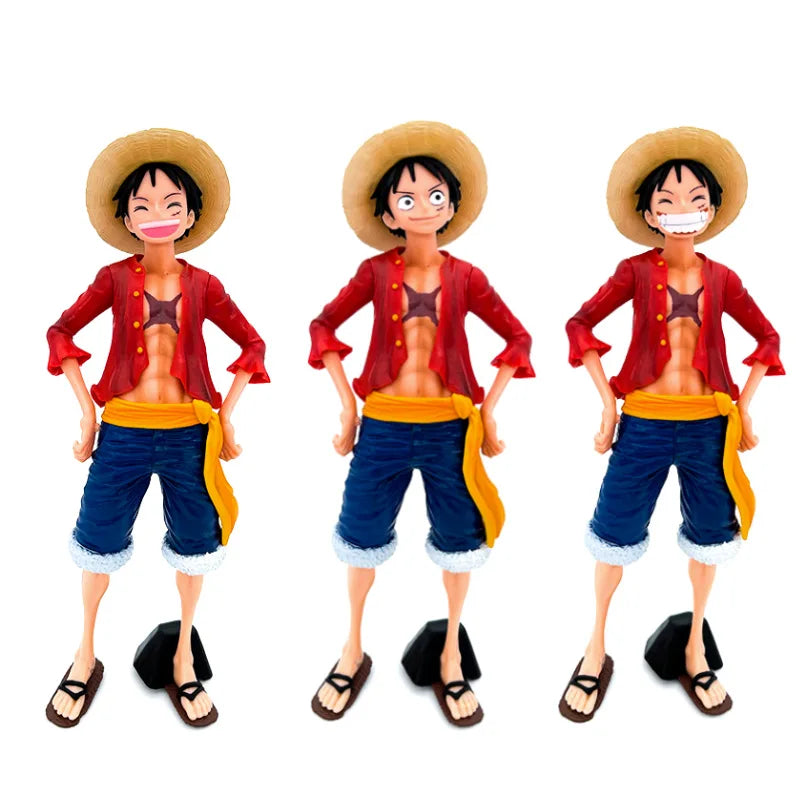 28cm Anime Figure Confident Smiley Luffy Three Form Face Changing Doll Action Figurine Model Toys  Kits