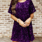 Casual Sequins Crew Neck Short Sleeve Mini Fashion Loose Party Dress