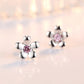 925 Sterling Silver Jewelry Crsytal Zircon Flower Stud Earrings