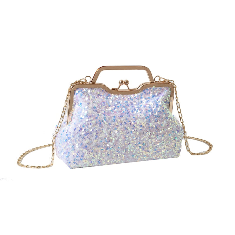 Sequin Crossbody Bags for Women Luxury Designer Fashion Party Handbags Trend Chain Cluth