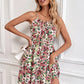 Sexy Floral Print Short Dress Beach Sundress Casual Sleeveless Lace-up