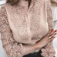 White Lace Patchwork Shirts Women Sexy Hollow Out Long Sleeve Blouse  Female Elegant Fashion Casual Single Breasted Shirt Tops