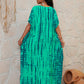 Women's Boho Style Cover Up, Plus Size Ombre V Neck Loose Fit Vacay Beach Kaftan Dress