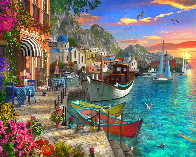 DIY Painting By Numbers Landscape Picture Colouring Zero Basis HandPainted Oil Painting