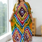 Bohemian Multicolor V Neck Loose Kaftan Dres Casual Plus Size Batwing Sleeve Dress