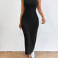 Solid Backless Tank sexy backless mid-length knitted sleeveless dress