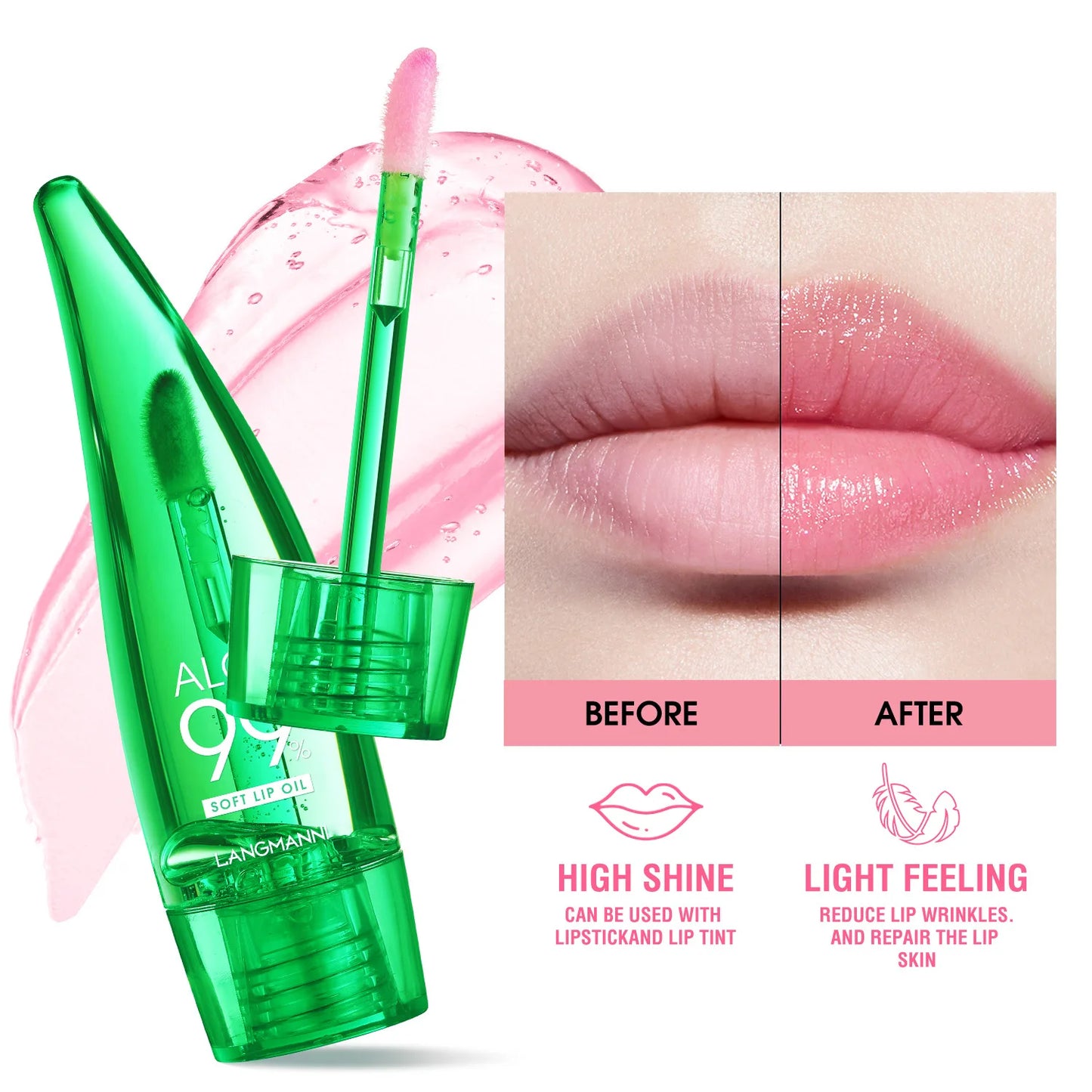 Natural Aloe Lipstick Lip Tint Long Lasting Waterproof Moisturizing Nourish Color Lip Gloss Changeable Color Lip Oil Lip Balm