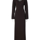 Scoop Neck Lace-Up Ribbed Maxi Dress Female Long Sleeve Fashion Slim Loose Bandage Dress