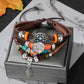 Vinatge Gothic Punk Moon Star Metal Multilayer Leather Bracelet Leaf Bracelets & Bangles Arm Sun Jewelry