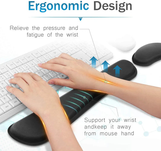 Keyboard Wrist Rest Pad Wrist Rest Mouse Pad Memory Foam Superfine Fibre Durable Comfortable Mousepad for Office Gaming