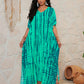 Women's Boho Style Cover Up, Plus Size Ombre V Neck Loose Fit Vacay Beach Kaftan Dress