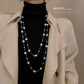 winter fashion women's long necklaces long pearl necklace sweater chain