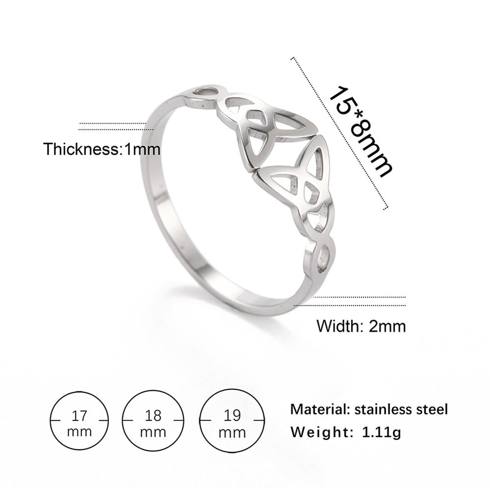 Stainless Steel Pentagram Star Couple Ring Casual  Celtics Knot Finger Rings