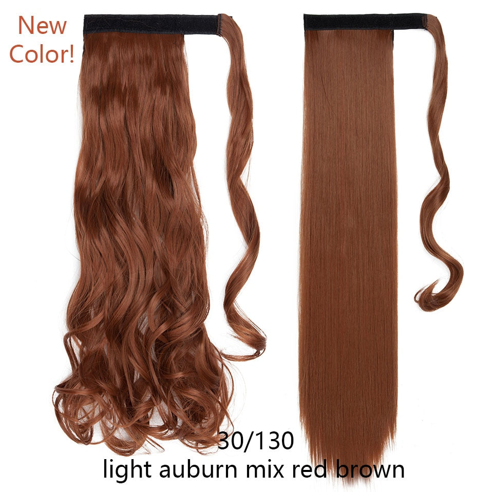 17''23'' Long Straight Ponytail Wrap Around Ponytail Clip in Hair Extensions Natural Hairpiece Headwear Synthetic Hair