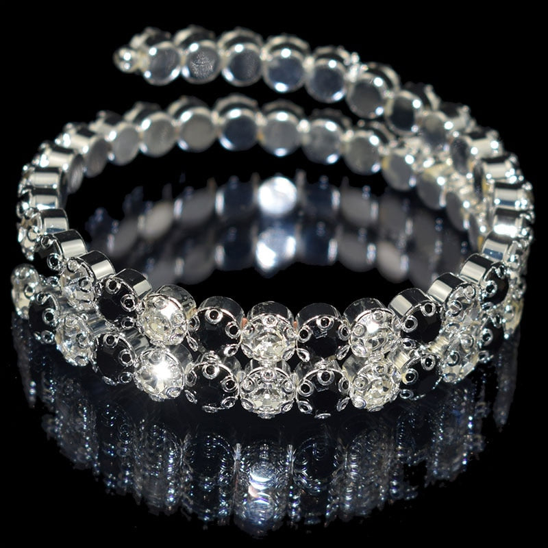 luxurious Multiple Rows Crystal Adjustable Bracelet Bangle Wedding Bracelets Jewelry