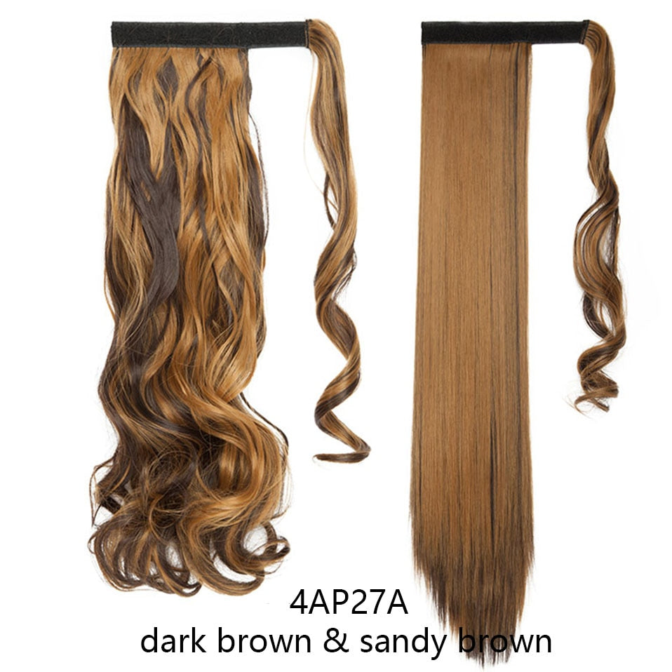 17''23'' Long Straight Ponytail Wrap Around Ponytail Clip in Hair Extensions Natural Hairpiece Headwear Synthetic Hair