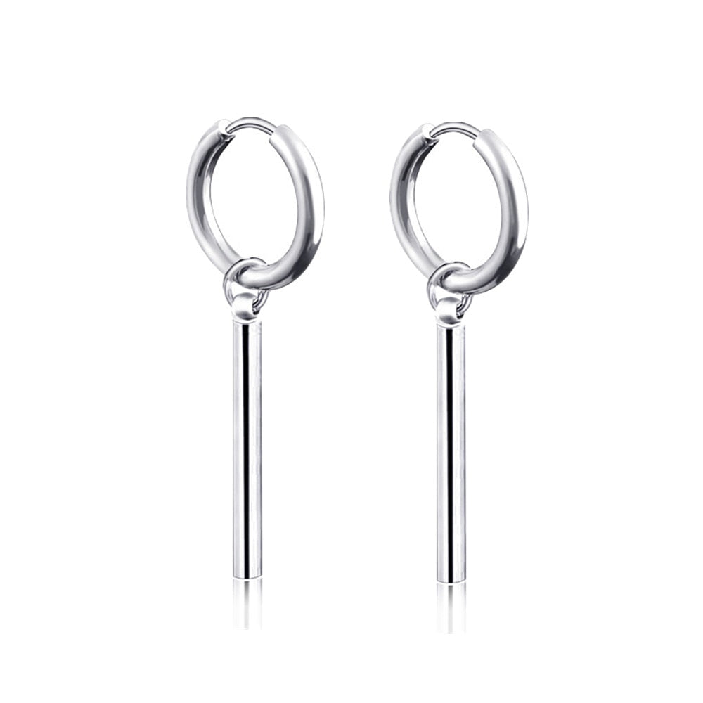 Punk Stainless Steel Chain Hoop Earrings Trendy Goth Pop Pendants Ear Jewelry Accessories