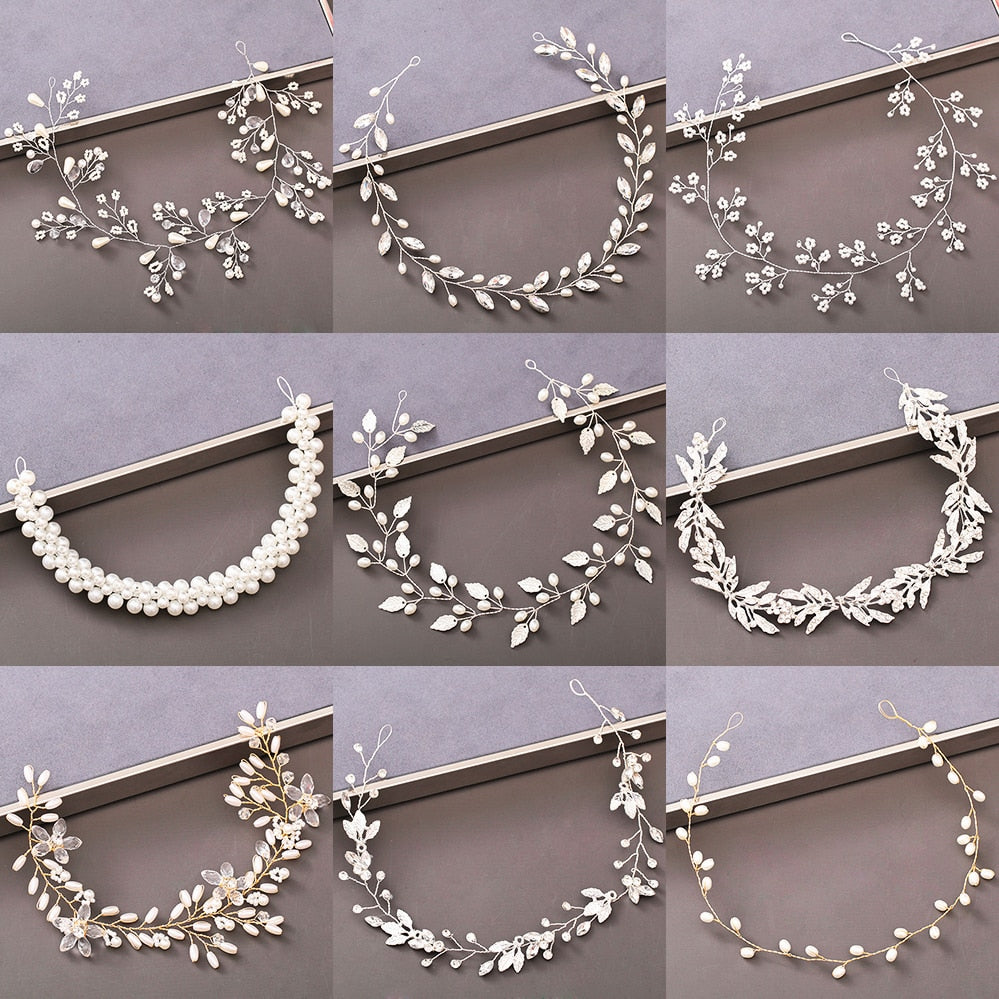 Pearl Rhinestone Headband Wedding Hair Accessories Bride Tiara Headband