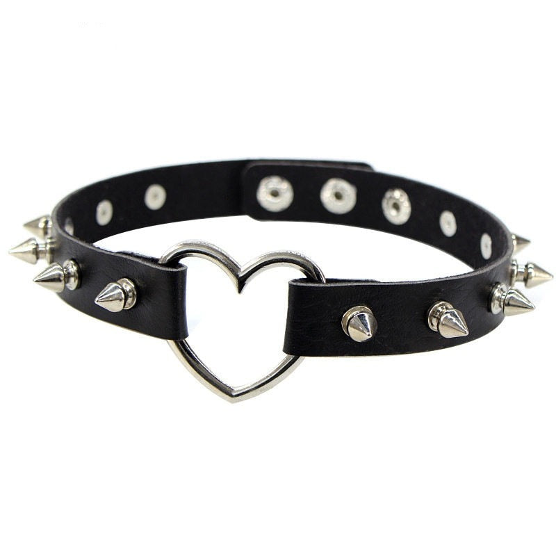 Woman Black Punk Choker Collar Necklace Pu Leather Goth Rivets Choker Jewelry