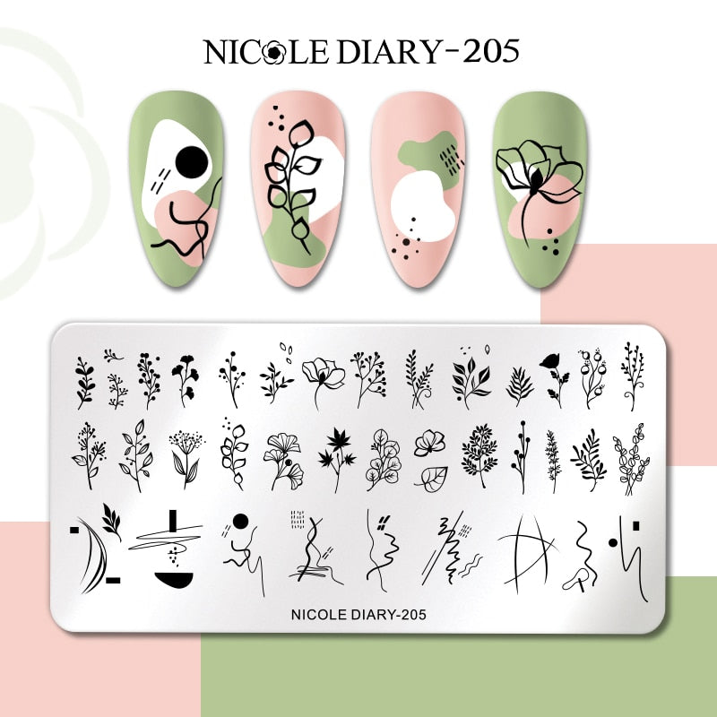 Abstract Face Design Stamp Plates Leaf Flower Nail Art Stamping Template Printing Stencil Image Tool