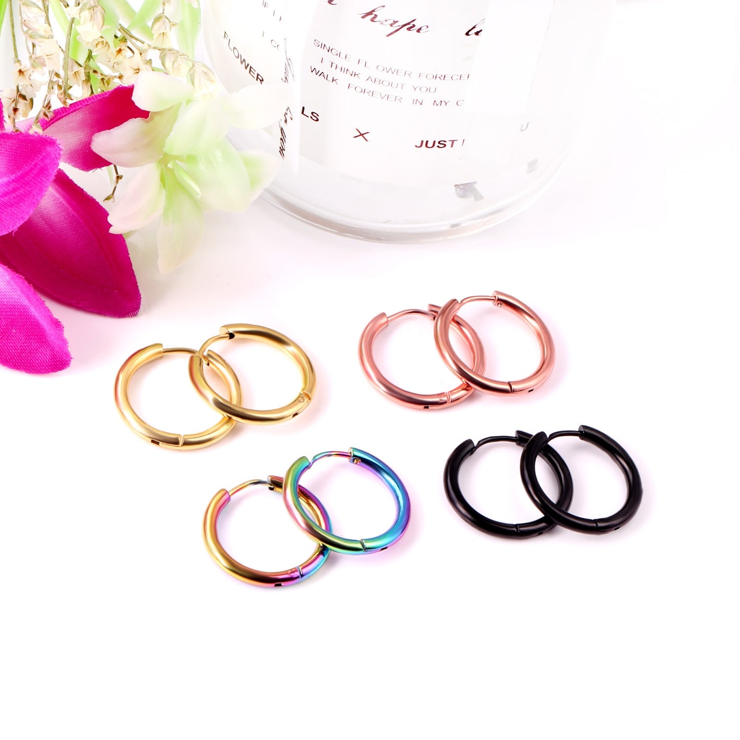 1Pairs/2pcs Trendy Small Hoop Earrings Coloful Round Circle Anti-allergy Brinco Accessories