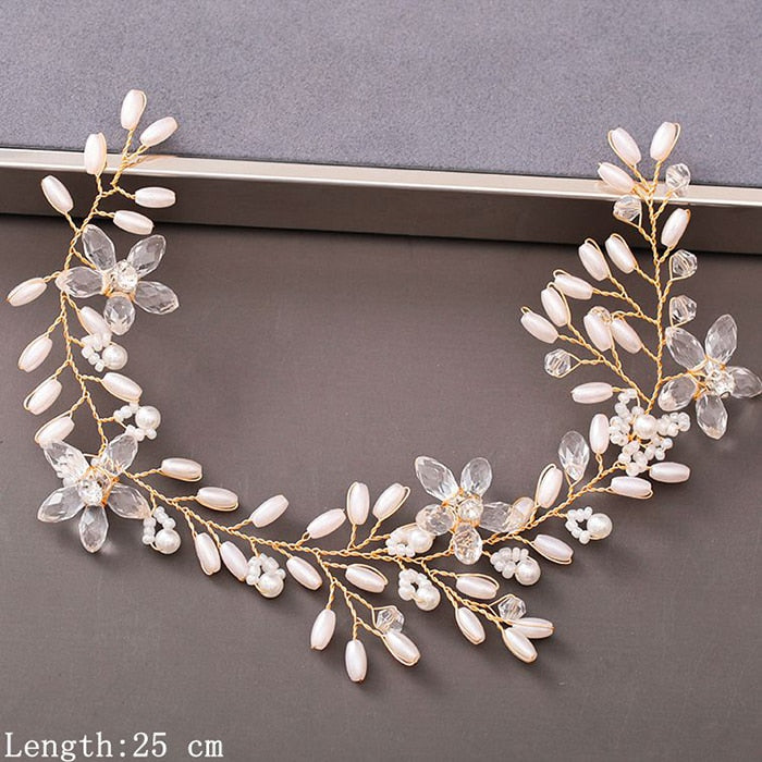 Pearl Rhinestone Headband Wedding Hair Accessories Bride Tiara Headband