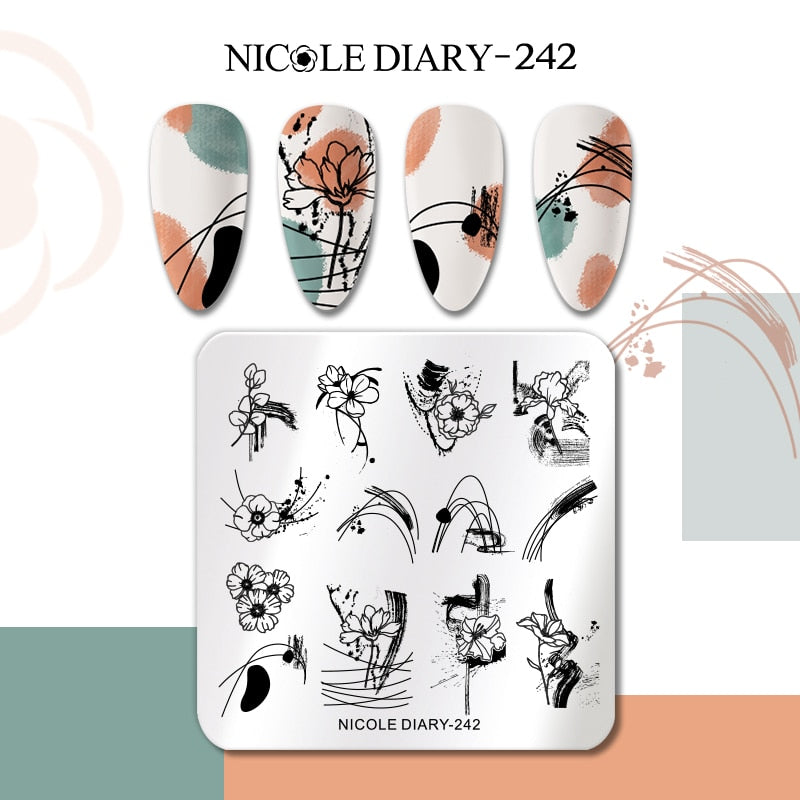 Abstract Face Design Stamp Plates Leaf Flower Nail Art Stamping Template Printing Stencil Image Tool