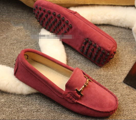 Women 100% Genuine Leather Women Flat Shoes Casual Loafers Slip On Flats Shoes