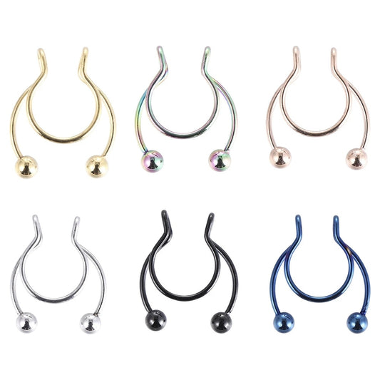 1pcs U Shaped Fake Nose Ring Hip Hoop Septum Rock Stainless Steel Magnet Nose Piercing