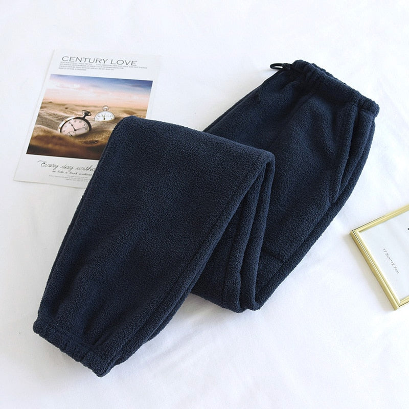 Autumn and winter pants thickened warmth and velvet loose pajamas loose closed trousers home pants