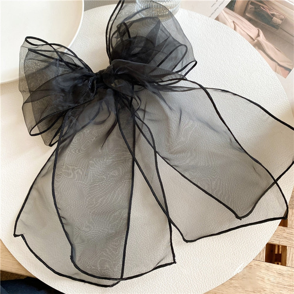 Exaggerated Yarn Bow Hair Clip Hair Accssories Sweet Organza Oversized Hairpins Woman Girls Korean Fashion Hairgrips Headdress