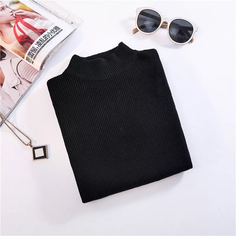 Autumn Winter Top Pull Femme Turtleneck Pullovers Sweaters Long Sleeve Slim Oversize Korean Women Sweater