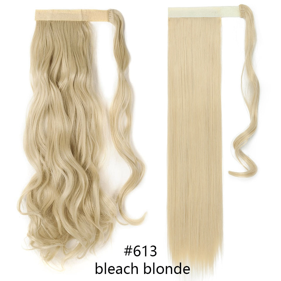 17''23'' Long Straight Ponytail Wrap Around Ponytail Clip in Hair Extensions Natural Hairpiece Headwear Synthetic Hair