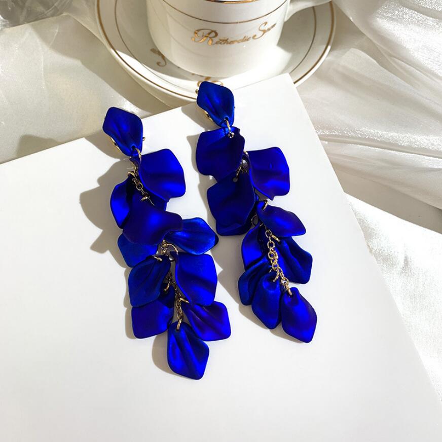 Exaggerated Acrylic Petal Flower Tassel Long Earrings Jewelry