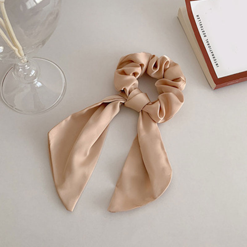 Luxury Satin Silk Bow Streamers Hair Ring Knotted Scrunchie Ponytail Hair Ties