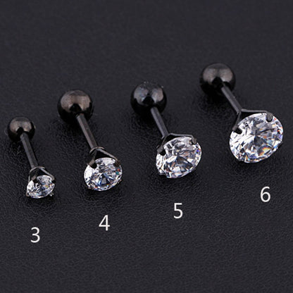 1 pcs Medical Stainless steel Crystal Zircon Ear Studs 4 Prong Tragus Cartilage Piercing Jewelry