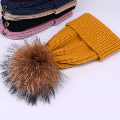 winter hat luxury quality Fox fur pompom hats beanie bonnet winter hats